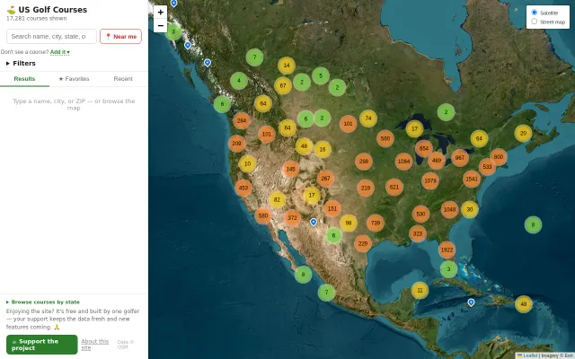 I mapped every US golf course – 18k courses, free, no signup