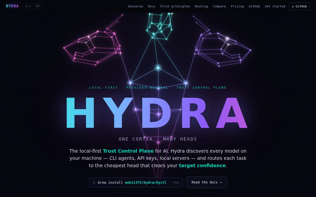 Hydra, a local-first trust control plane that routes AI by confidence
