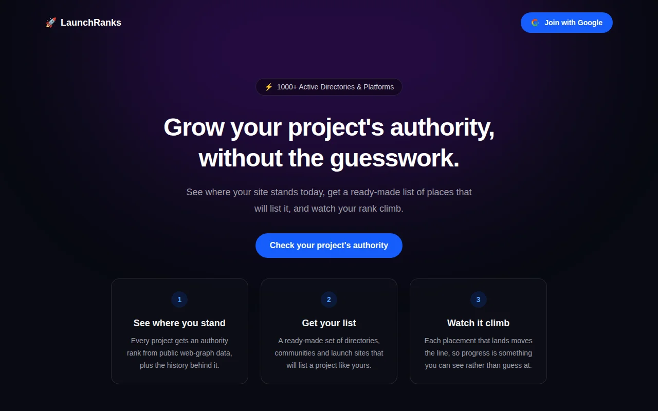 LaunchRanks – Get actionable SEO steps for growing site authority