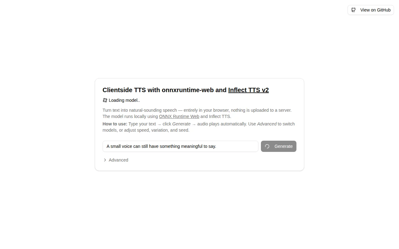 Inflect TTS v2+ONNX, 9M/4M text-to-speech models running in the browser