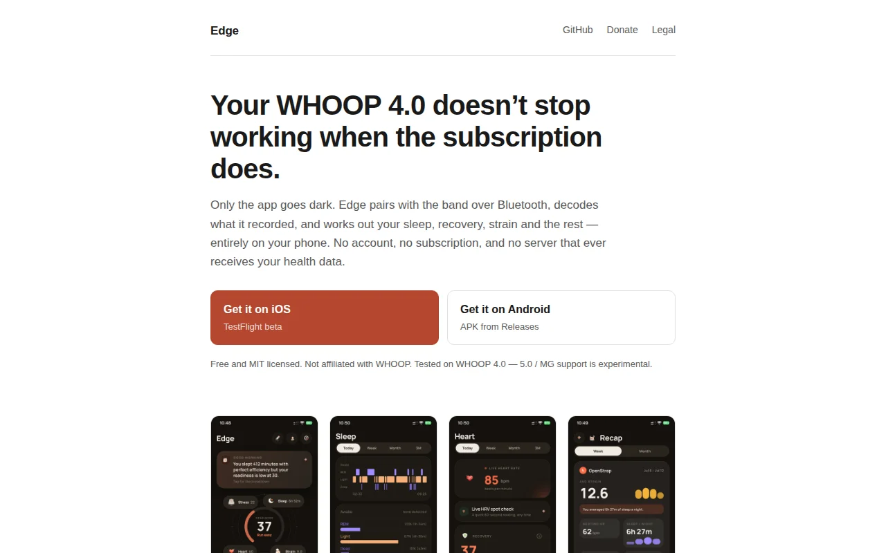 OpenStrap – use a WHOOP 4.0 band without a subscription