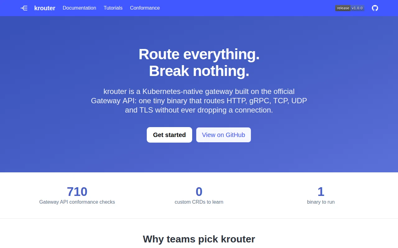 Krouter, a compliant Kubernetes Gateway API implementation