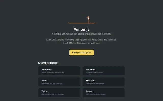 Punter.js – single-file JavaScript game engine for teaching programming