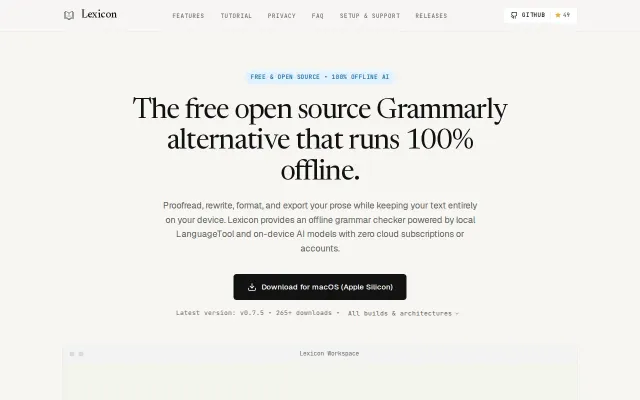 Lexicon a free Grammarly alternative, local writing assistant