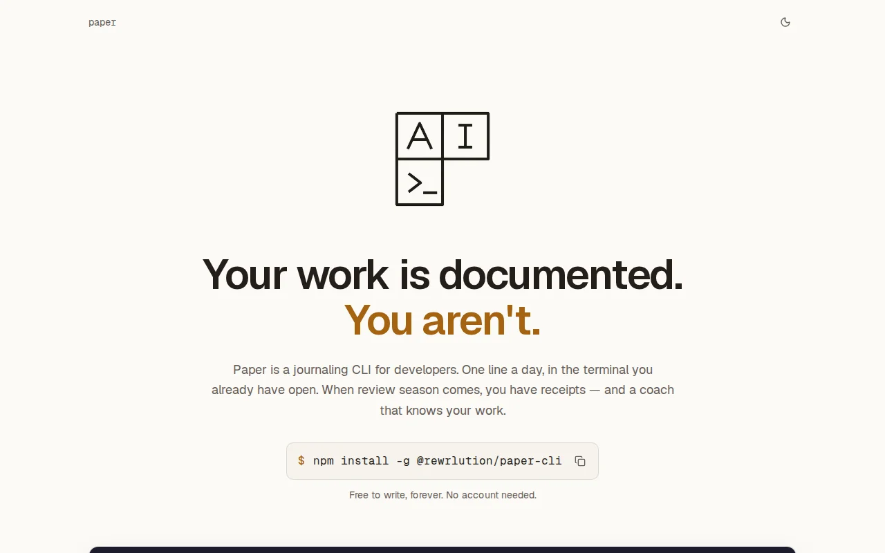 Paper – A Journaling CLI for Developers