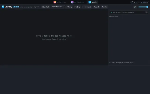 Lowkey Studio – Shader Powered visual effects compositor in the Browser