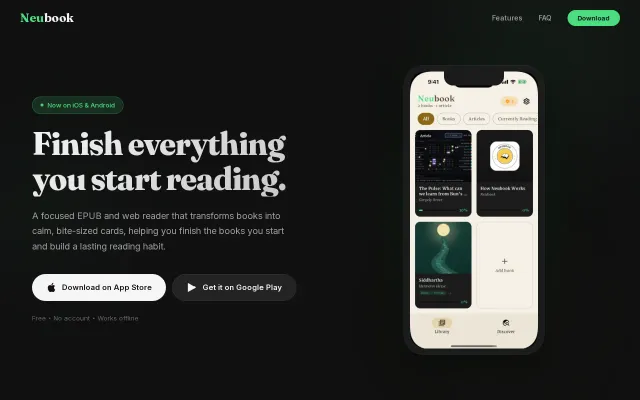 Neubook – An ePub reader with reading focus features