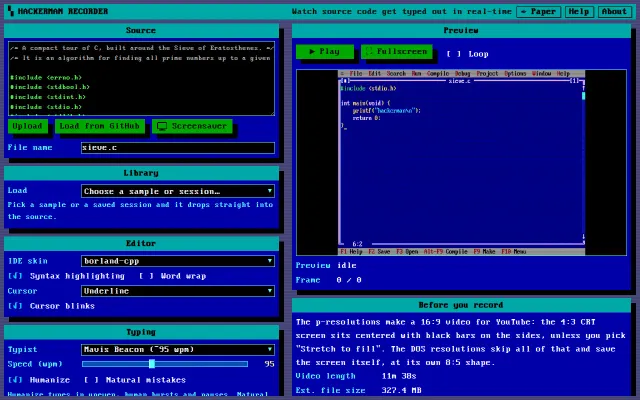 Watch random code typed out on an MS-DOS IDE
