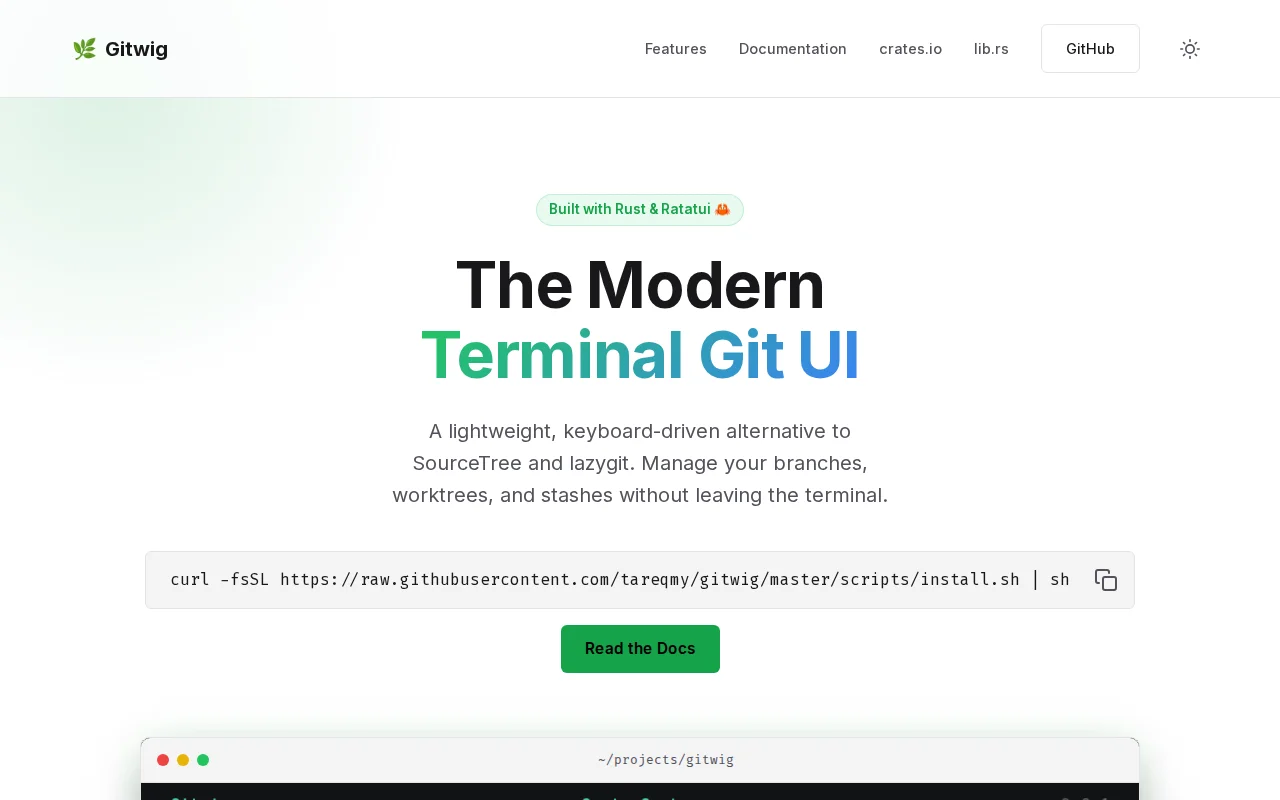 Gitwig – Mouse-drivable Git TUI and multi-repo dashboard in Rust