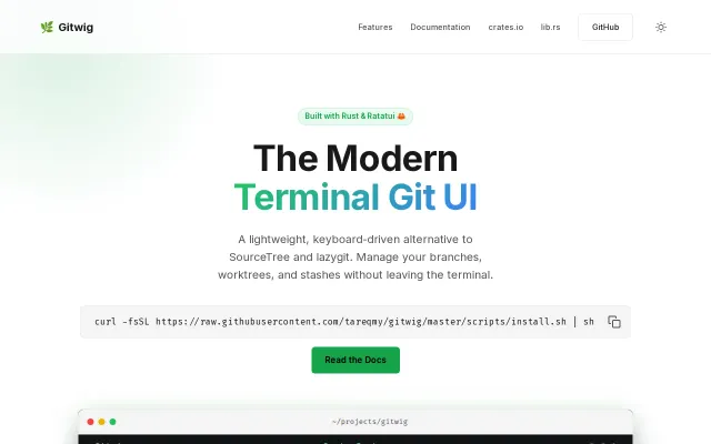 Gitwig – Mouse-drivable Git TUI and multi-repo dashboard in Rust