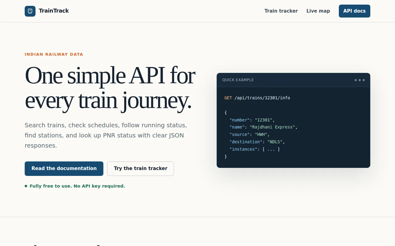 100% Free Indian Railways API