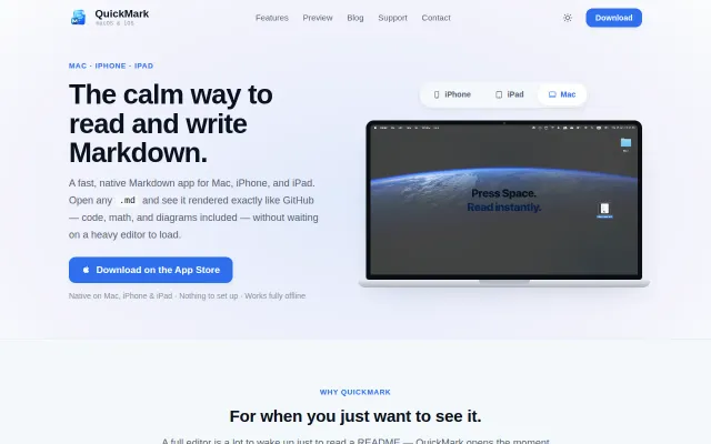 QuickMark – Markdown app for macOS with a Quick Look preview extension