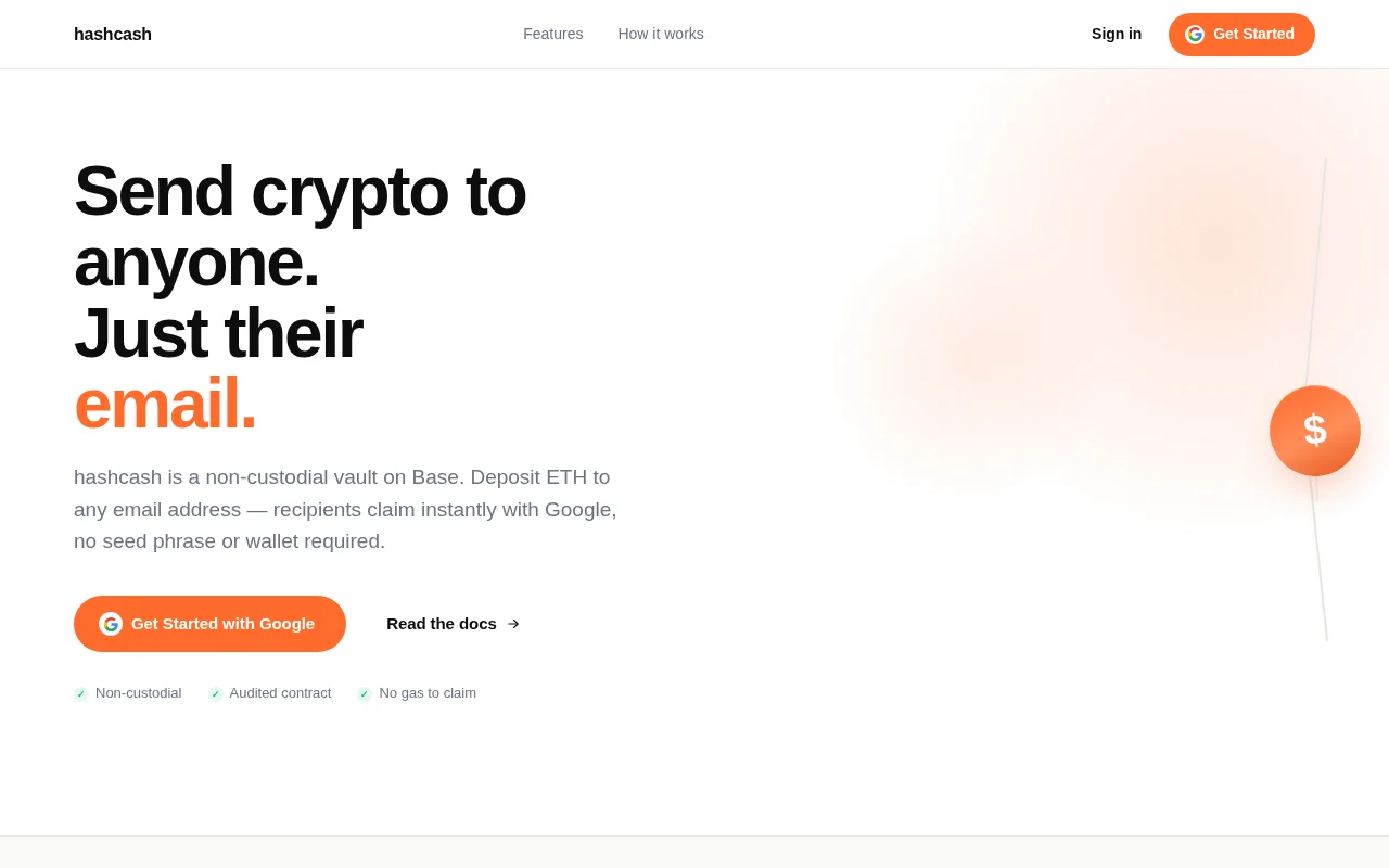 Send USDC to an email address, no wallet needed