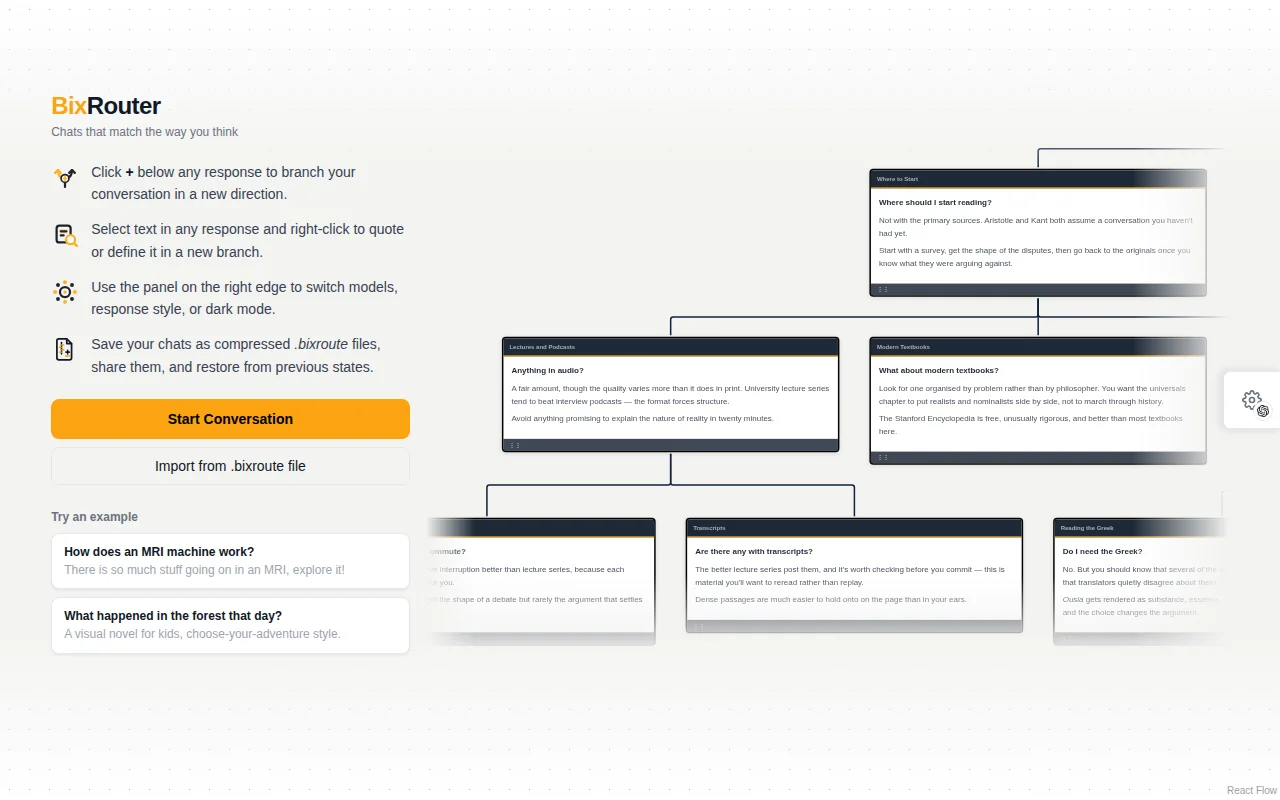BixRouter – a non-linear AI chat interface for OpenRouter