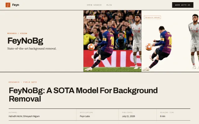 FeyNoBg – Automatic background removal model and training library