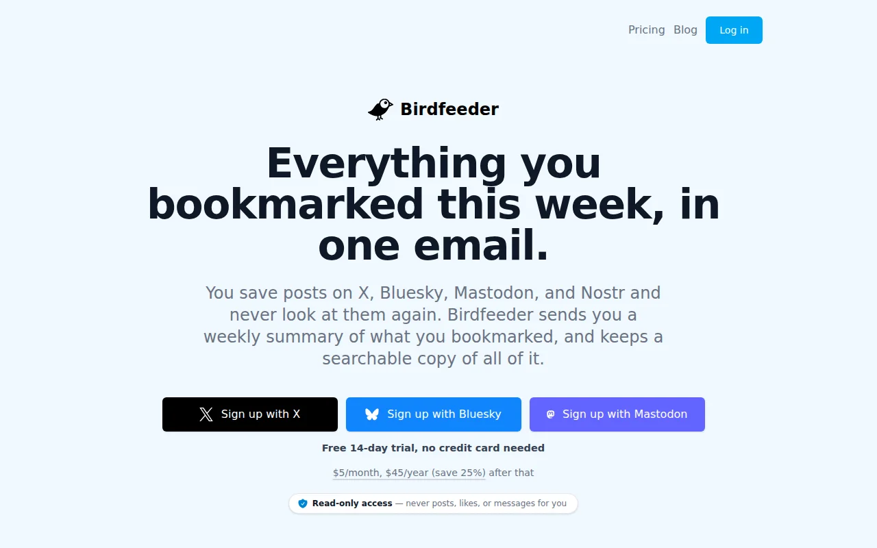 I've built a bookmark reminder for X, Bluesky, Mastodon and Nostr