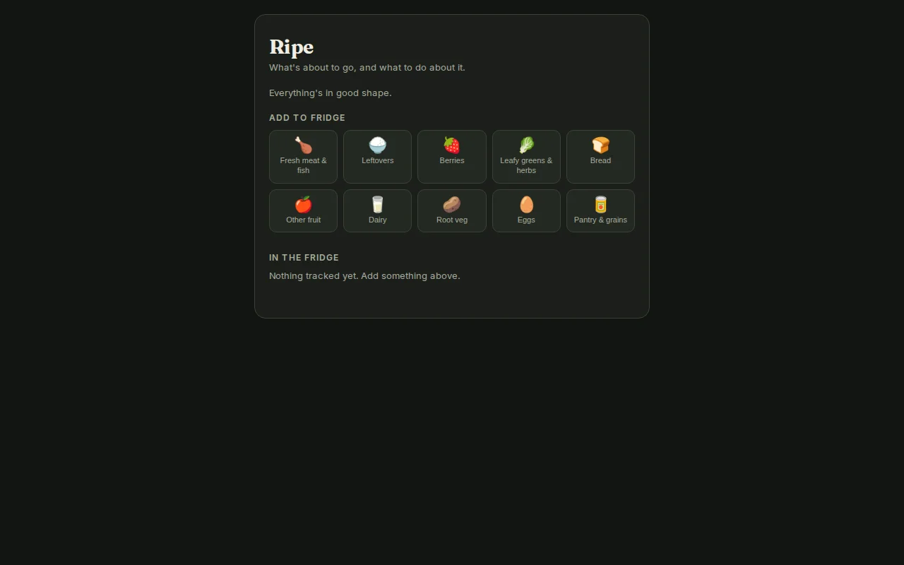 Ripe – A lightweight, no-login fridge food waste tracker
