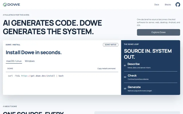 Dowe – A full-stack language for server, web, desktop, Android, and iOS