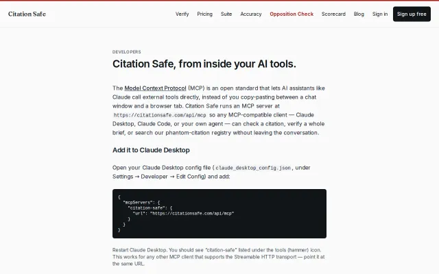 Citation Safe – MCP server verifies legal citations vs. CourtListener