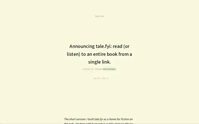 tale.fyi, we deserve a home for fiction
