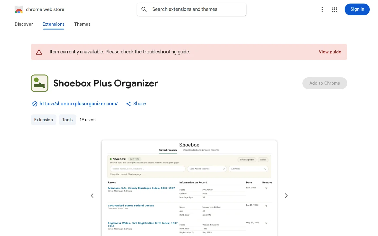 Shoebox Plus Organizer – search, sort, and filter your Ancestry Shoebox