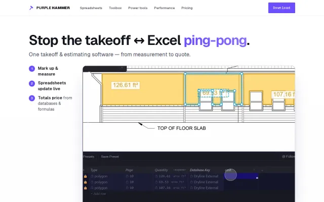 Purple Hammer – construction takeoff and estimating in Tauri/Rust/WASM