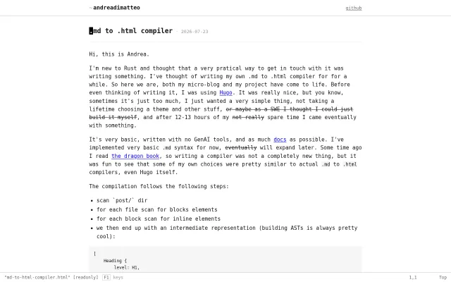 Learning Rust by writing a Markdown to HTML compiler