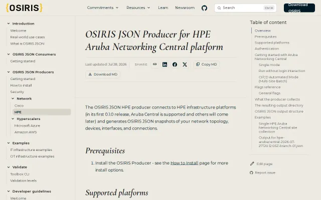Portable Aruba Central JSON snapshot using a vendor-neutral OSIRIS JSON