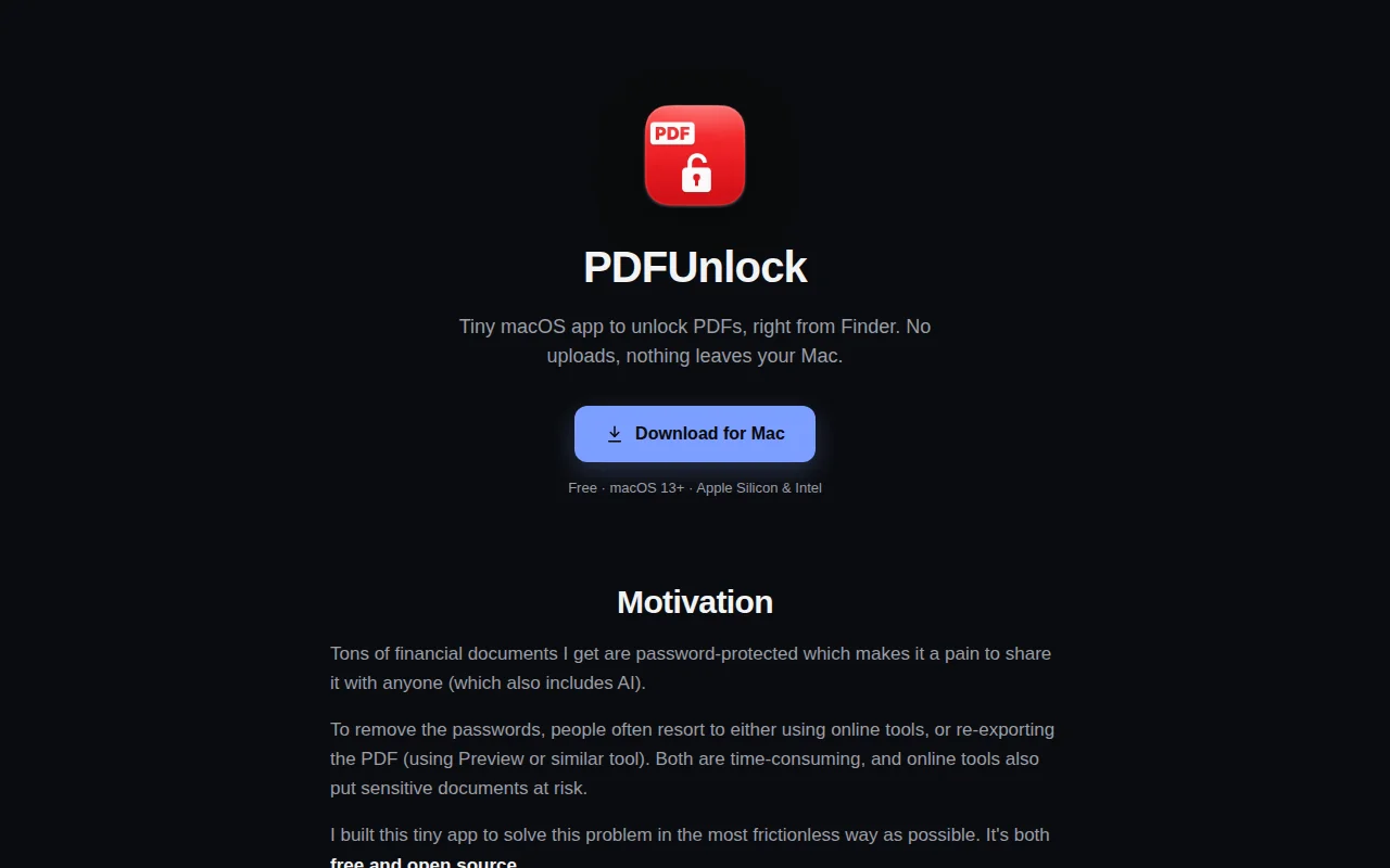 PDFUnlock - Unlock password-protected PDFs right from Finder