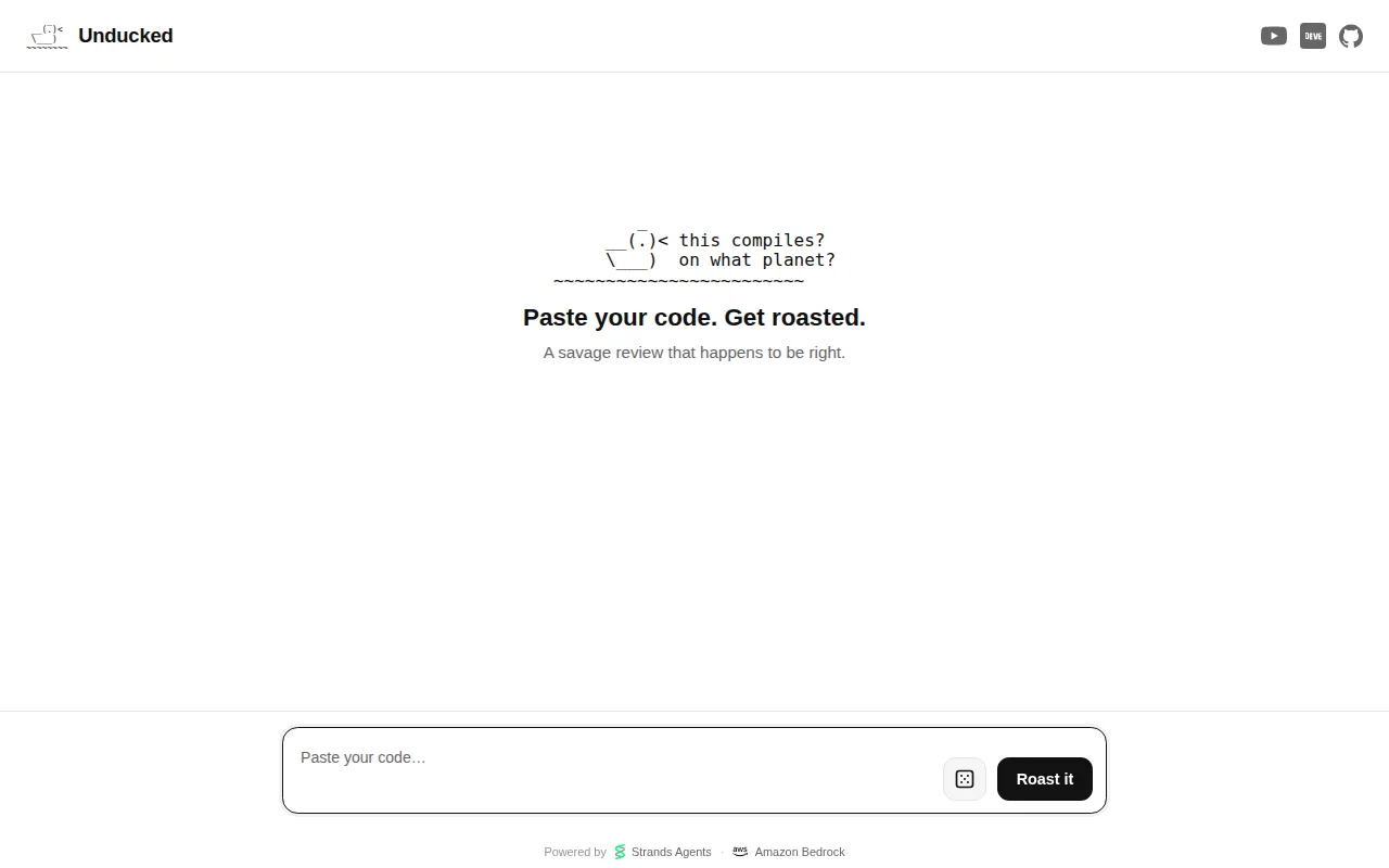 Unducked – a rubber duck that roasts your code