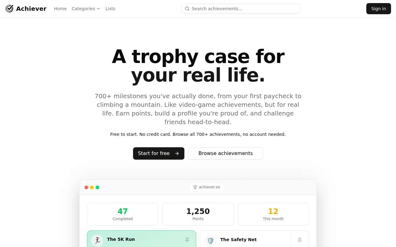 Steam-style achievements, but for real life (777 milestones)