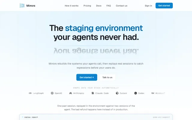 Mirrors – Improve AI agents with staging environments