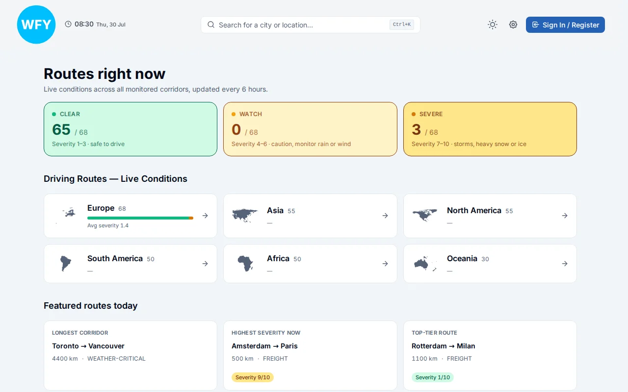 Found Live Driving Conditions all over the world. Lets see