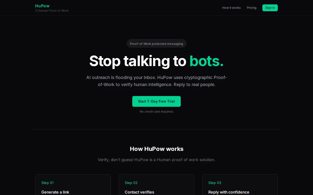 HuPow – Proof-of-Work to stop AI bots in your inbox