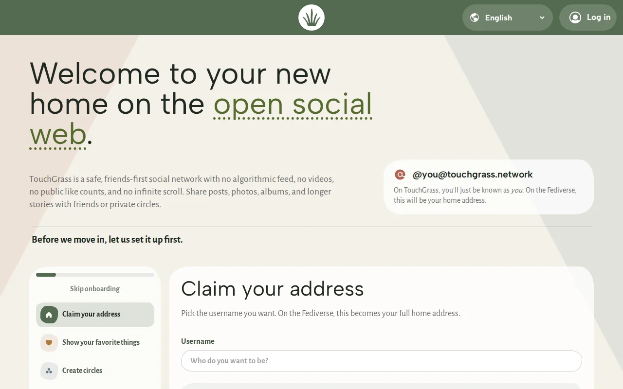 Touchgrass, non-addictive social network, Fediverse and bsky-compatible