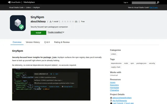 A VS Code extension buffers NPM updates to avoid supply chain attacks