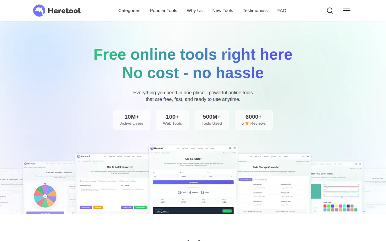 HereTool – A fast, client-side web utility suite with zero data logging
