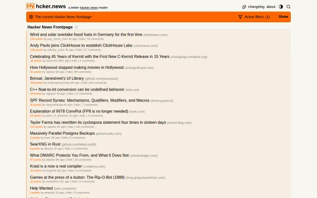 Hacker News without AI stories