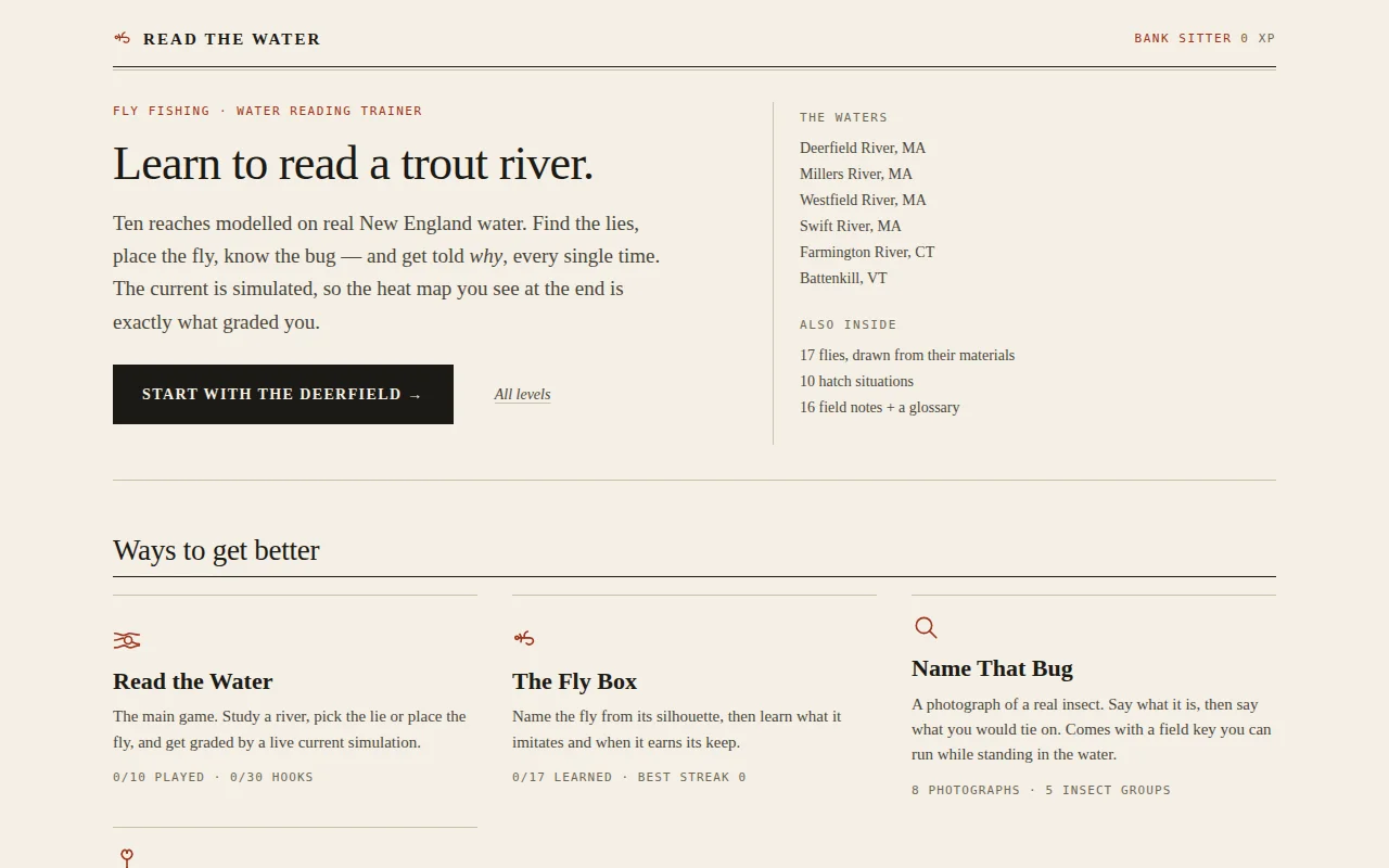 A free mini game that makes you a smarter fly fisherperson