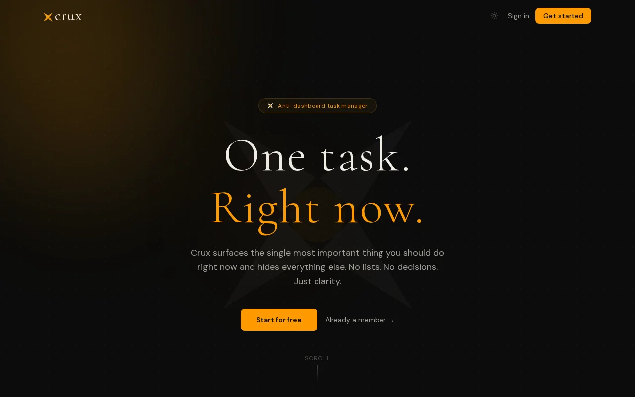 Crux – a task manager that shows you one task at a time