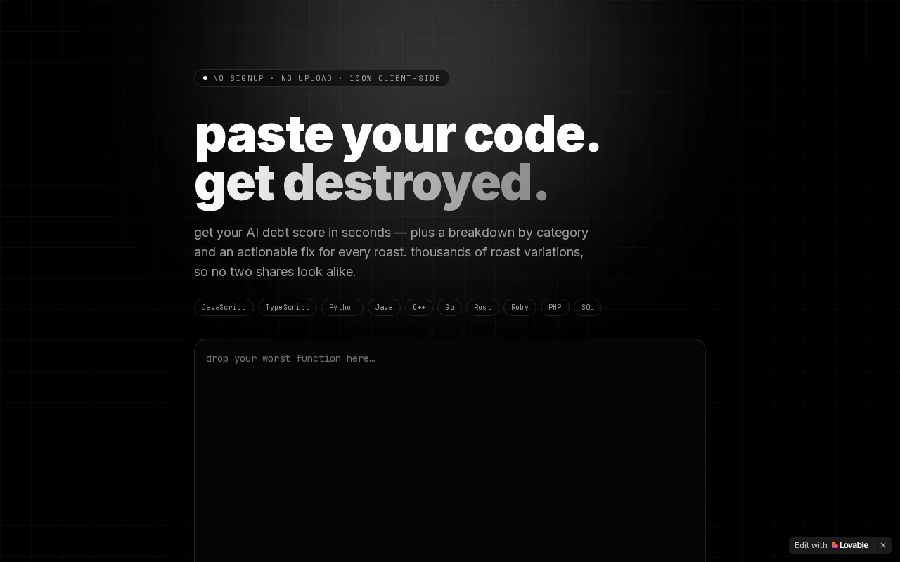 What's Your AI Debt Score? Roast My Code – No AI, Just Regex