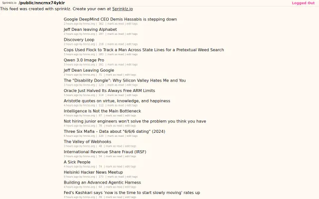 Hacker News with reduced priority for AI driven content